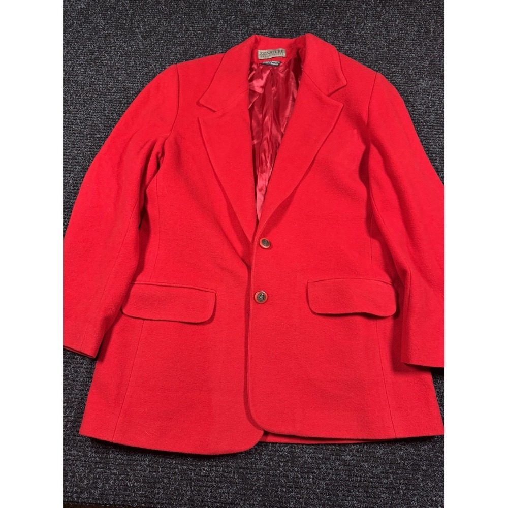 Signature Experience 70% Wool Red Blazer Coat Crest Buttons Made Bulgaria